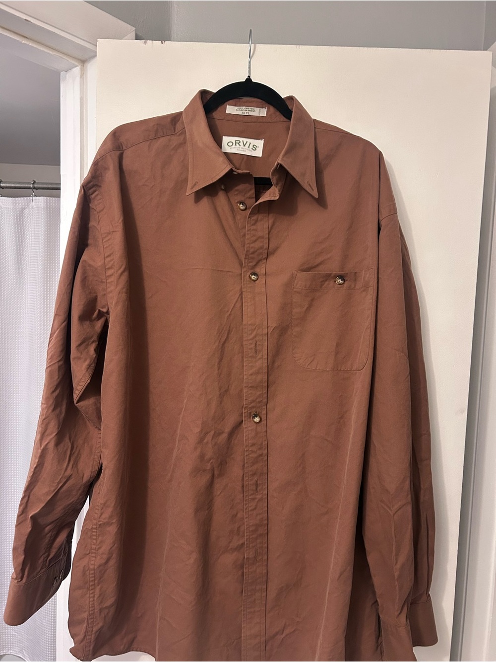 Orvis Men's Button-Down Shirt in Rust Brown